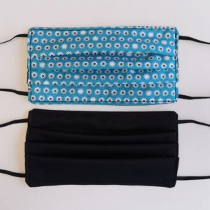 Masque barrière en coton bleu et PUL noir réversible – Image 3