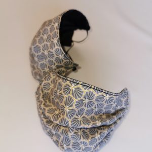 Masque barrière en coton gris et PUL noir réversible