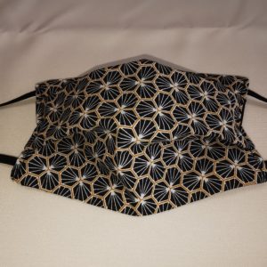 Masque barrière en coton noir à motif et noir uni réversible – Image 4